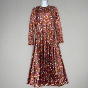 Free‎ People Heartland Crushed Velvet Midi Dress Womens Large Open Back Cottage